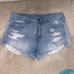 light washed jean shorts